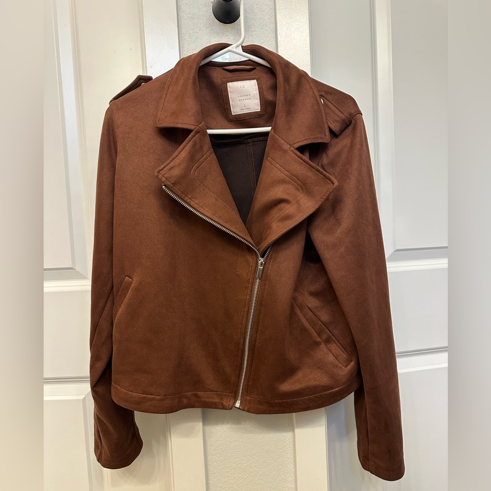 LC Lauren Conrad Faux Suede Moto Jacket